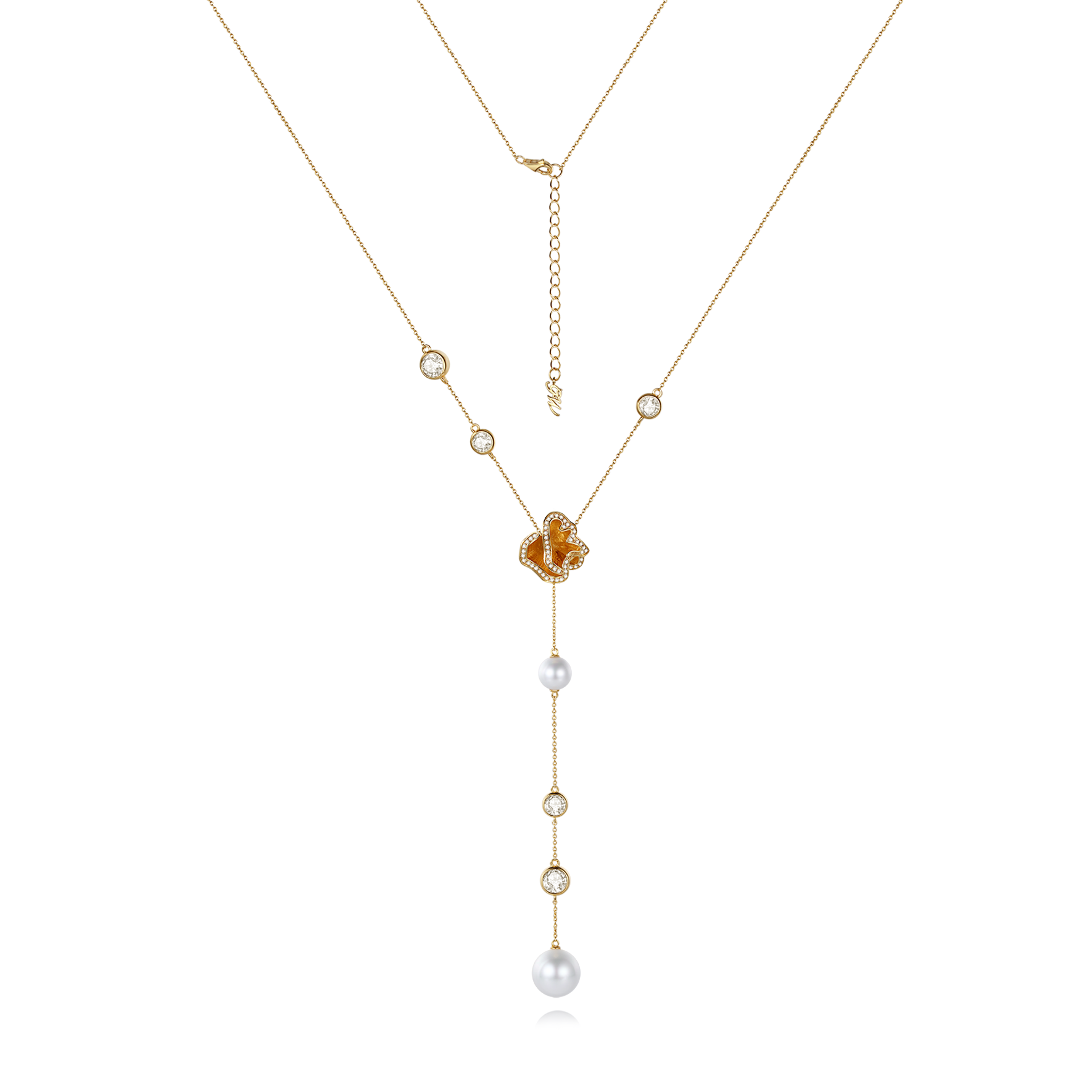 18k Gold - Quintessence Swing Pearl Necklace