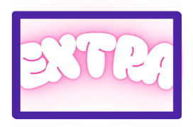 small graphic with EXTRA written in bubble letters that barely ft in a frame.