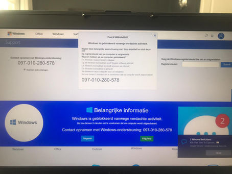 Windows is geblokkeerd vanwege verdachte activteit.