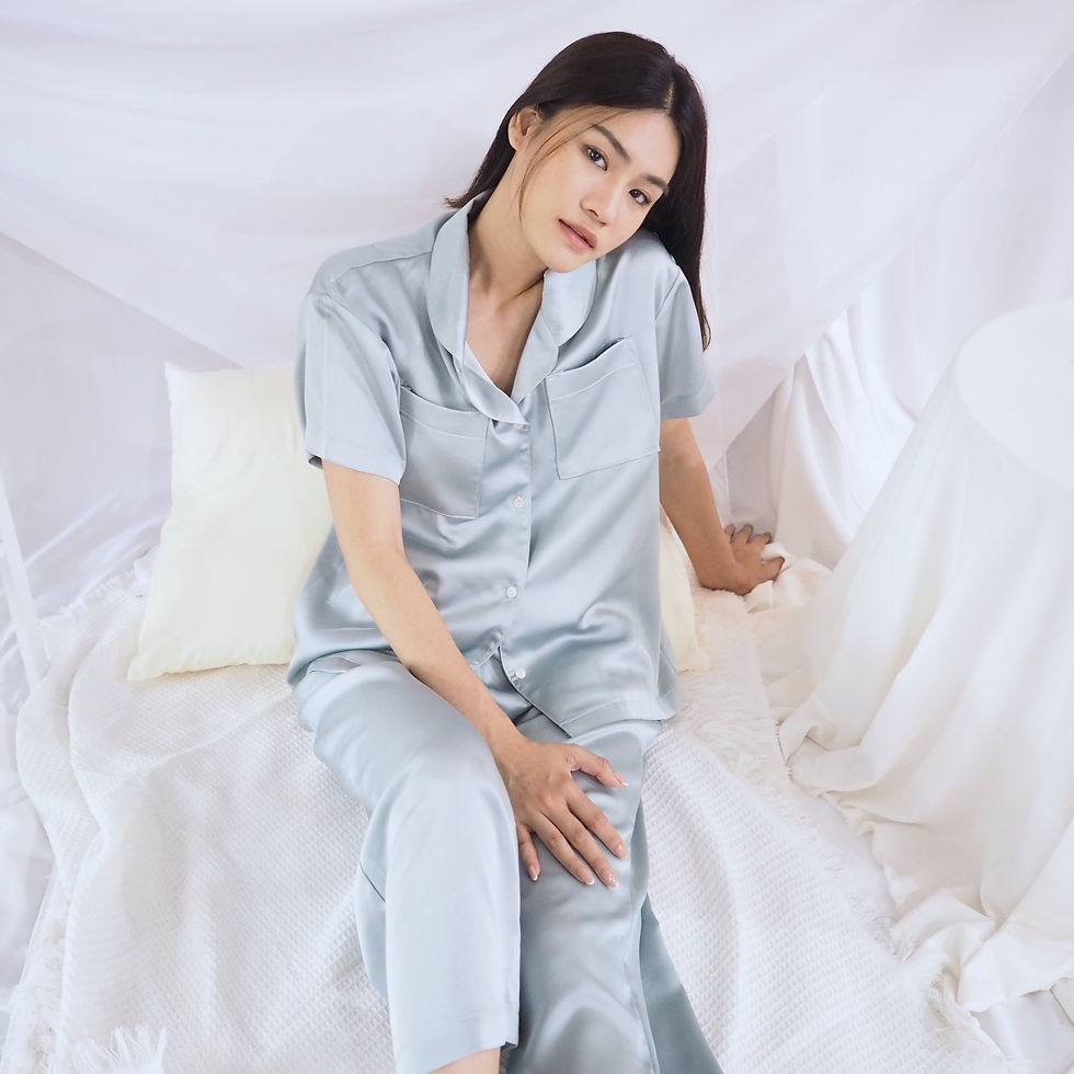 Thumbnail: Green Braless Short Sleeves Pants Set Sleepwear