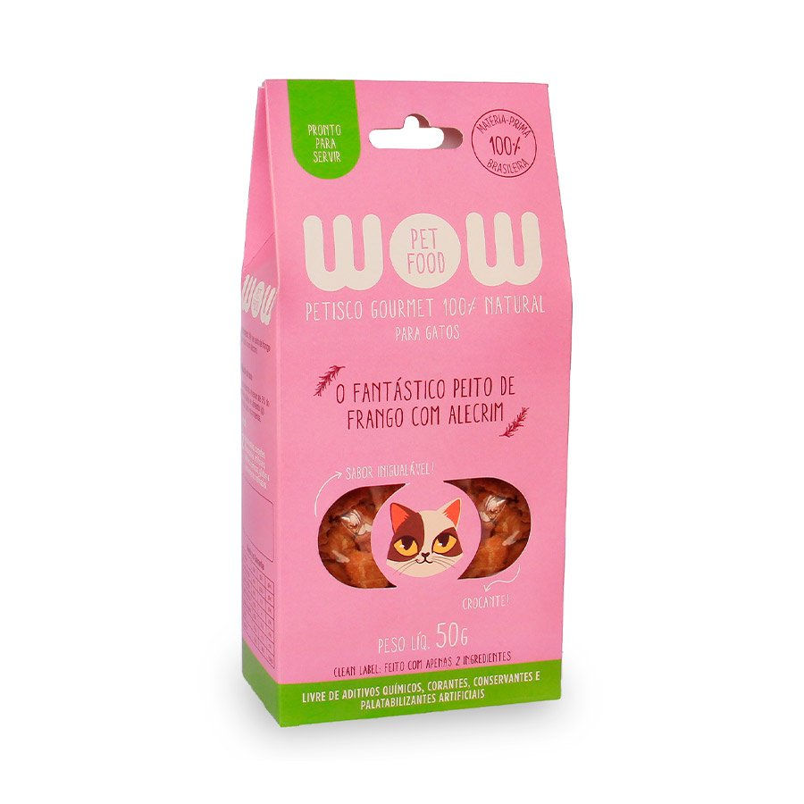 Petisco Wow Pet Food Gourmet Peito de Frango com Alecrim 50g