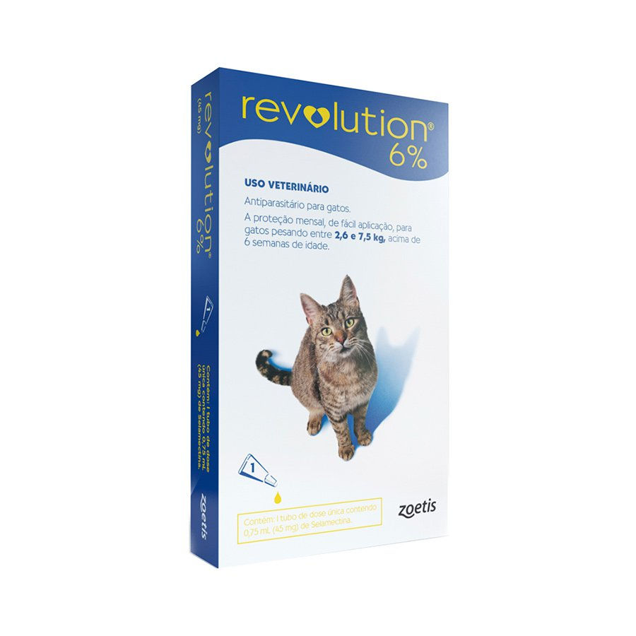 Revolution 6% para Gatos de 2,6Kg a 7,5Kg - 0,75ml
