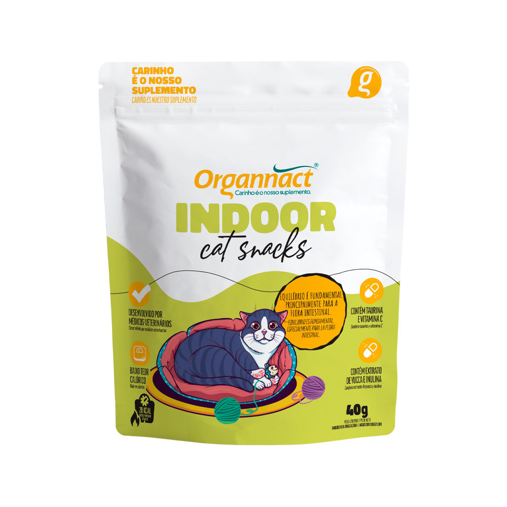 Petisco Organnact Indoor Cat Snacks para Gatos 40 g