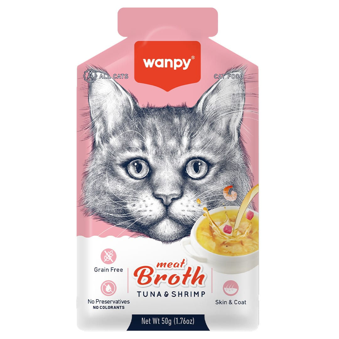 Sopa para Gato Wanpy - Caldo Sabor Atum e Camarão