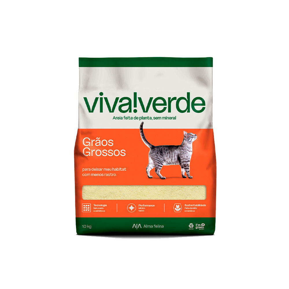 Areia Higiênica Viva Verde Grãos Grossos 10kg