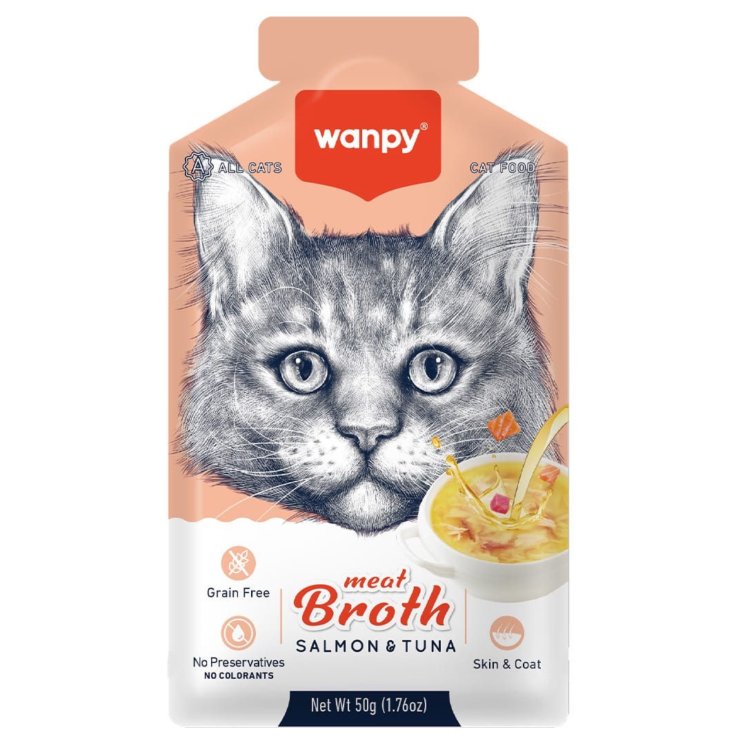 Sopa para Gato Wanpy - Caldo Sabor Salmão e Atum