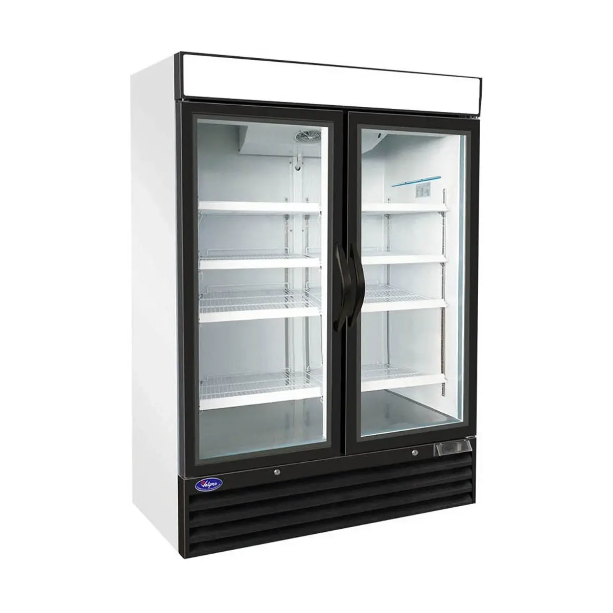 Valpro VP2F-48 54" 2 Glass Door Freezer Merchandiser, White or Black, 48 cu. ft.