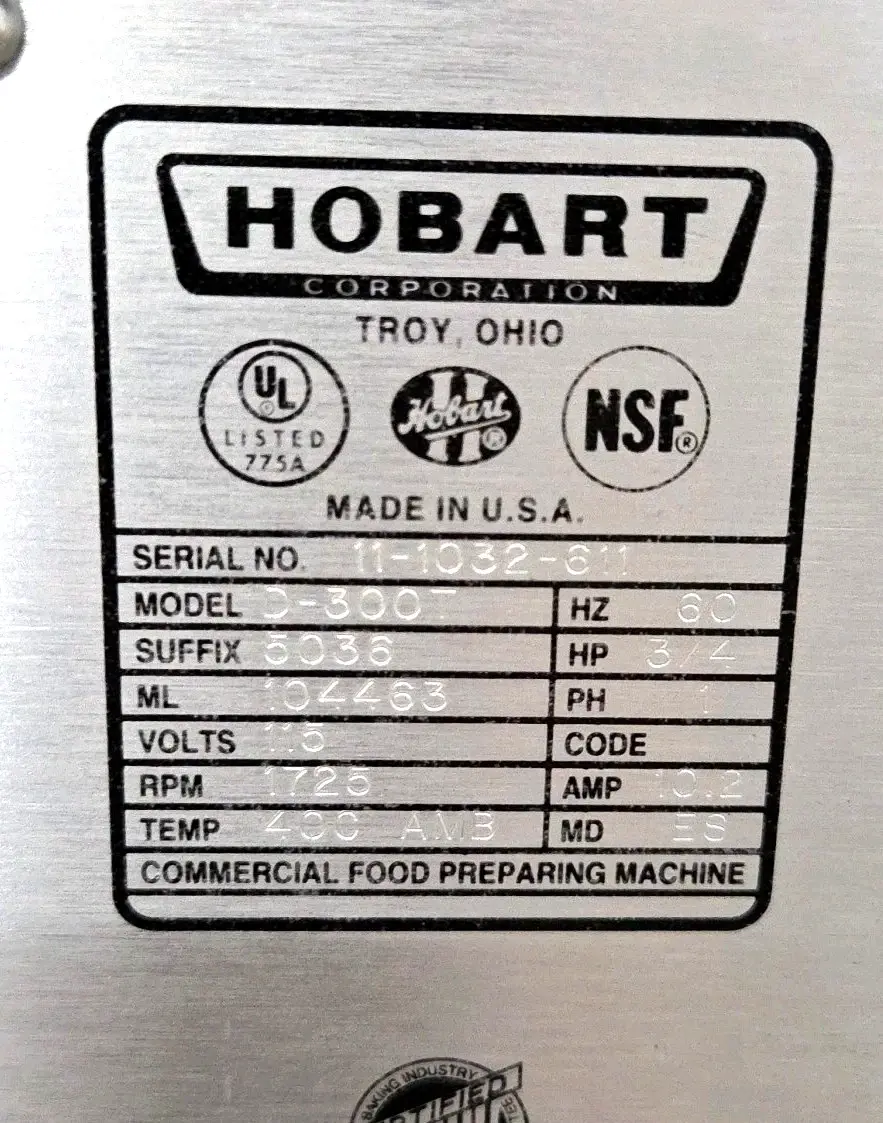 Thumbnail: HOBART 30QT D300T MIXER With Hook, Bowl, Timer - 3/4HP - 1 Phase