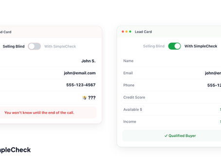 Lead qualification data showing credit score available credit and income for high-ticket sales