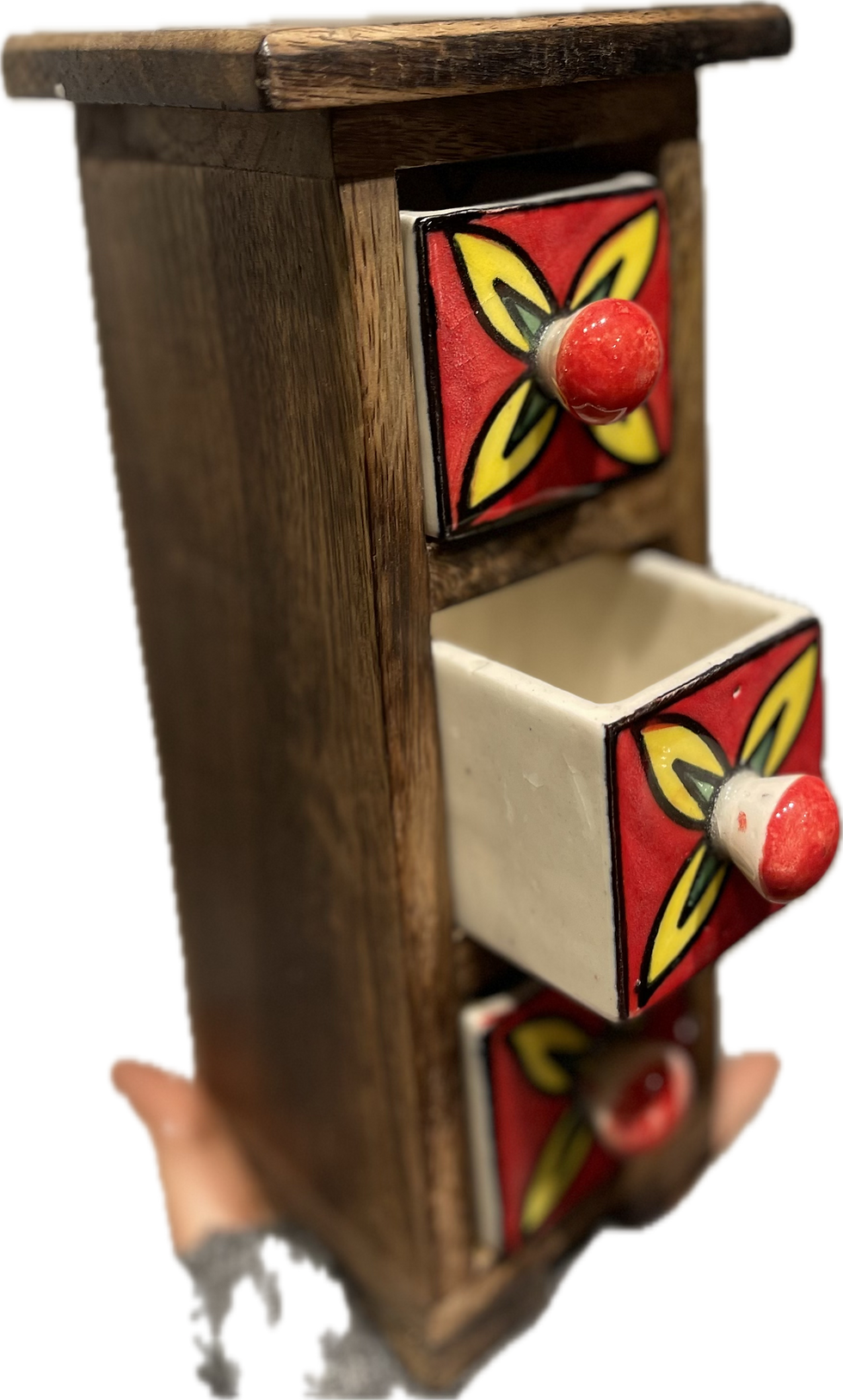 Miniatyrbilde: 3 Shelf Wooden & Ceramic mini cupboard