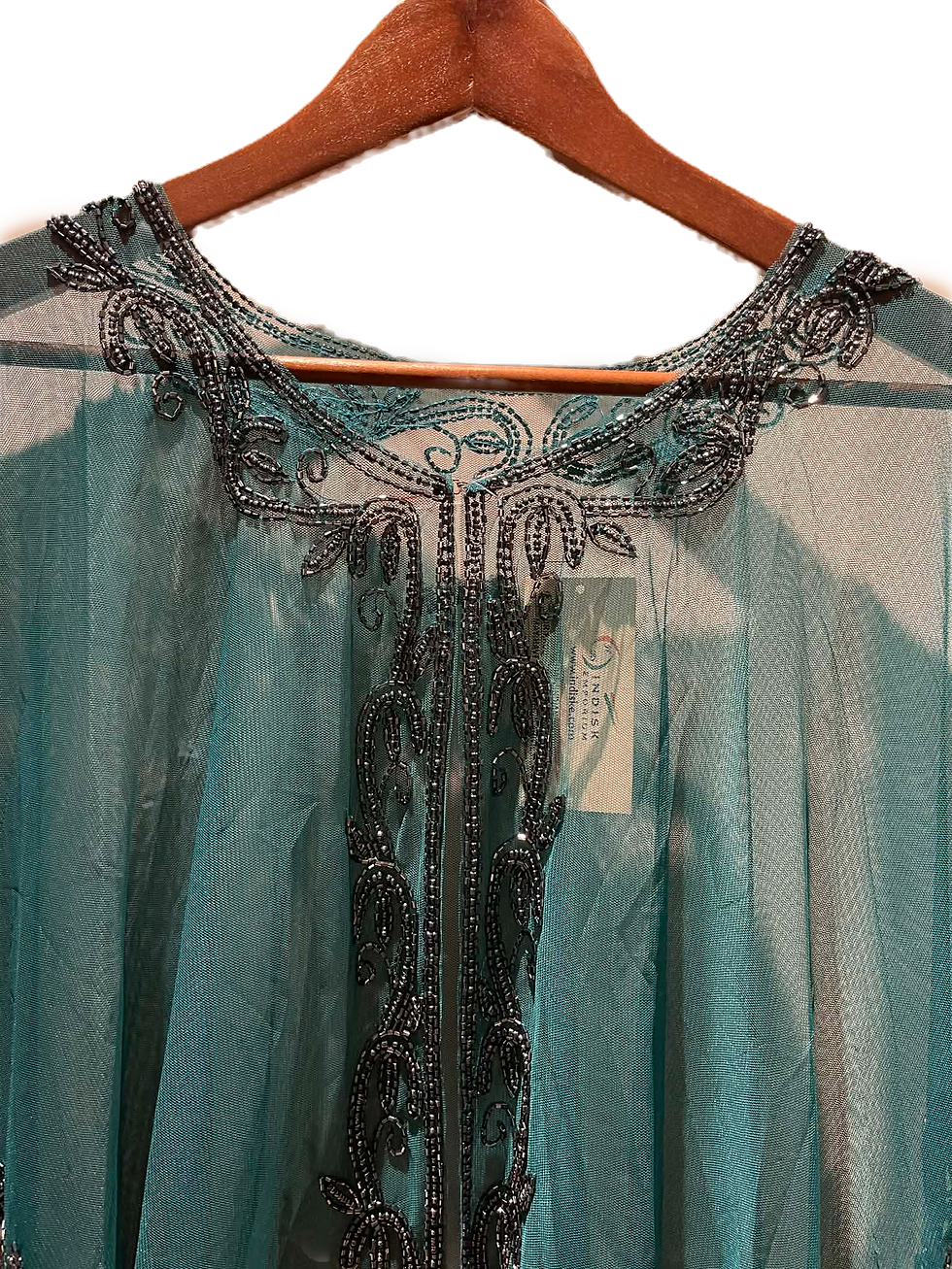 Thumbnail: Emerald Net Cape W. Grey Sequins