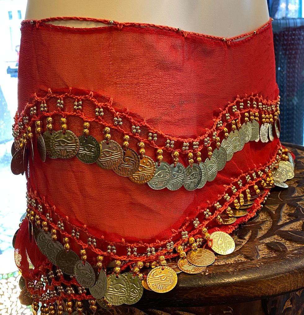 Thumbnail: Belly Dance Belt "Orange-red" with Golden Color Coins
