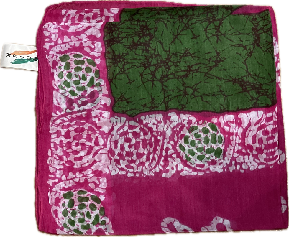 Thumbnail: Abstract Silk Scarf Green & Pink
