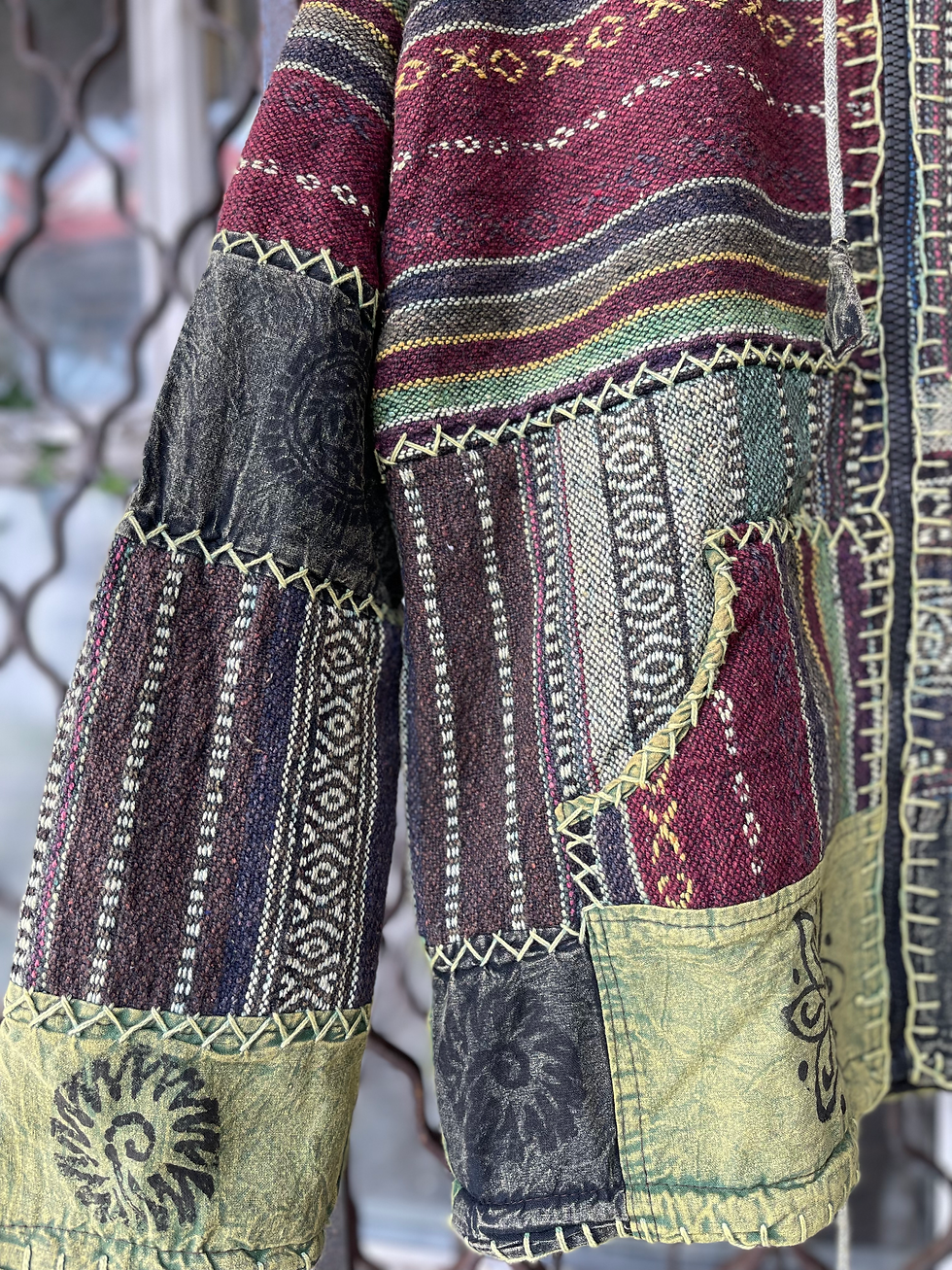 Thumbnail: Green Patchwork Fleece Jacket