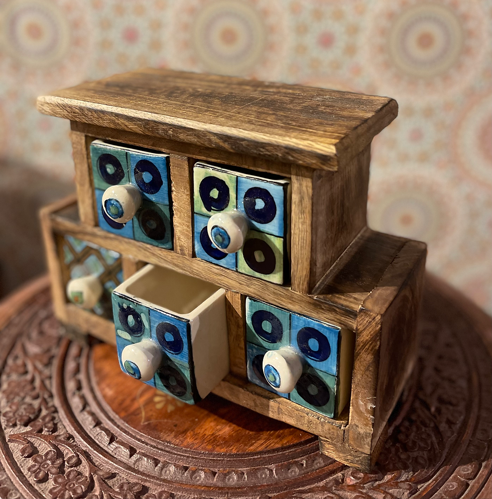 Thumbnail: Pyrmid 5 shelf wooden ceramic cupboard