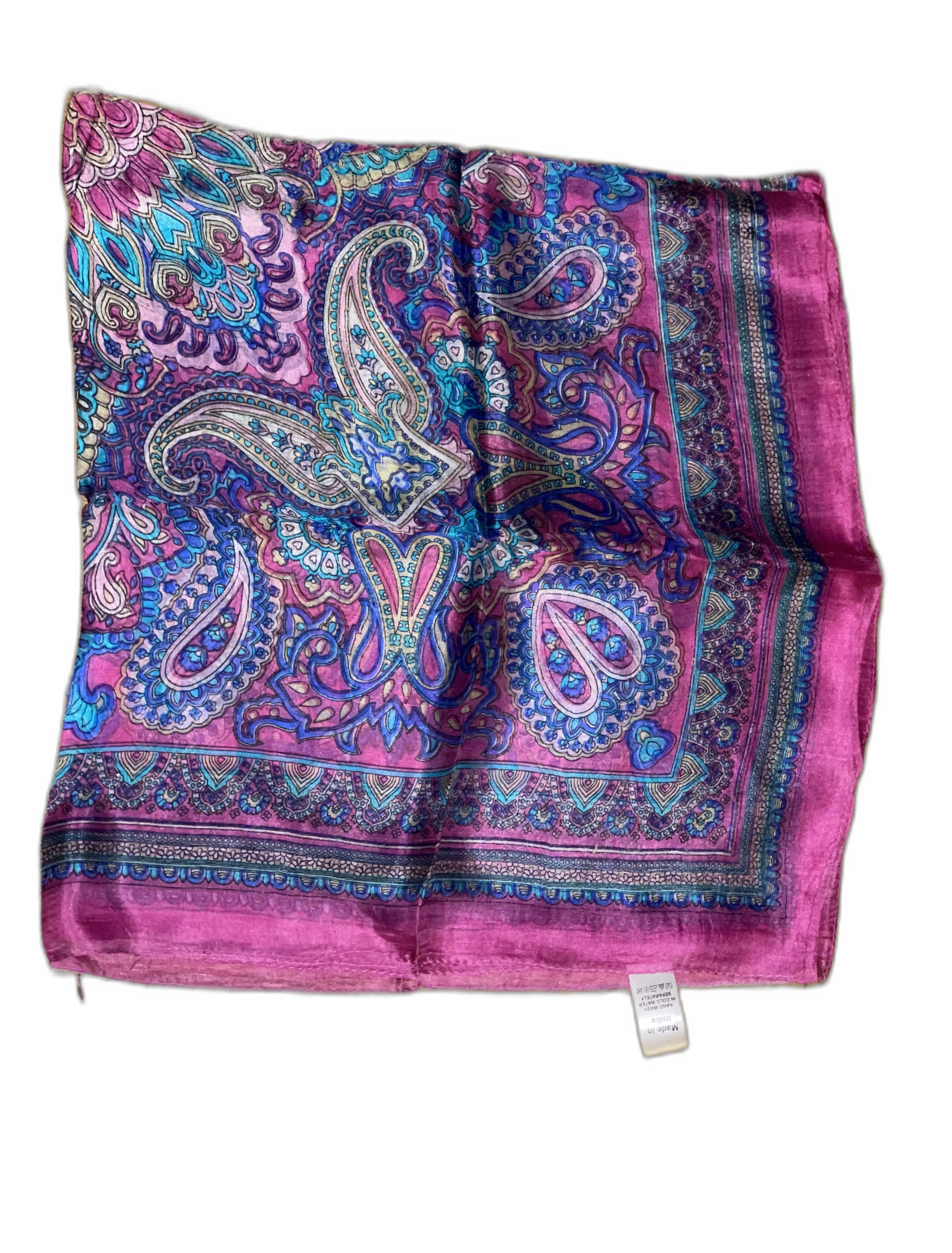 Paisley Silk Scarf in Pink & Purple Tones