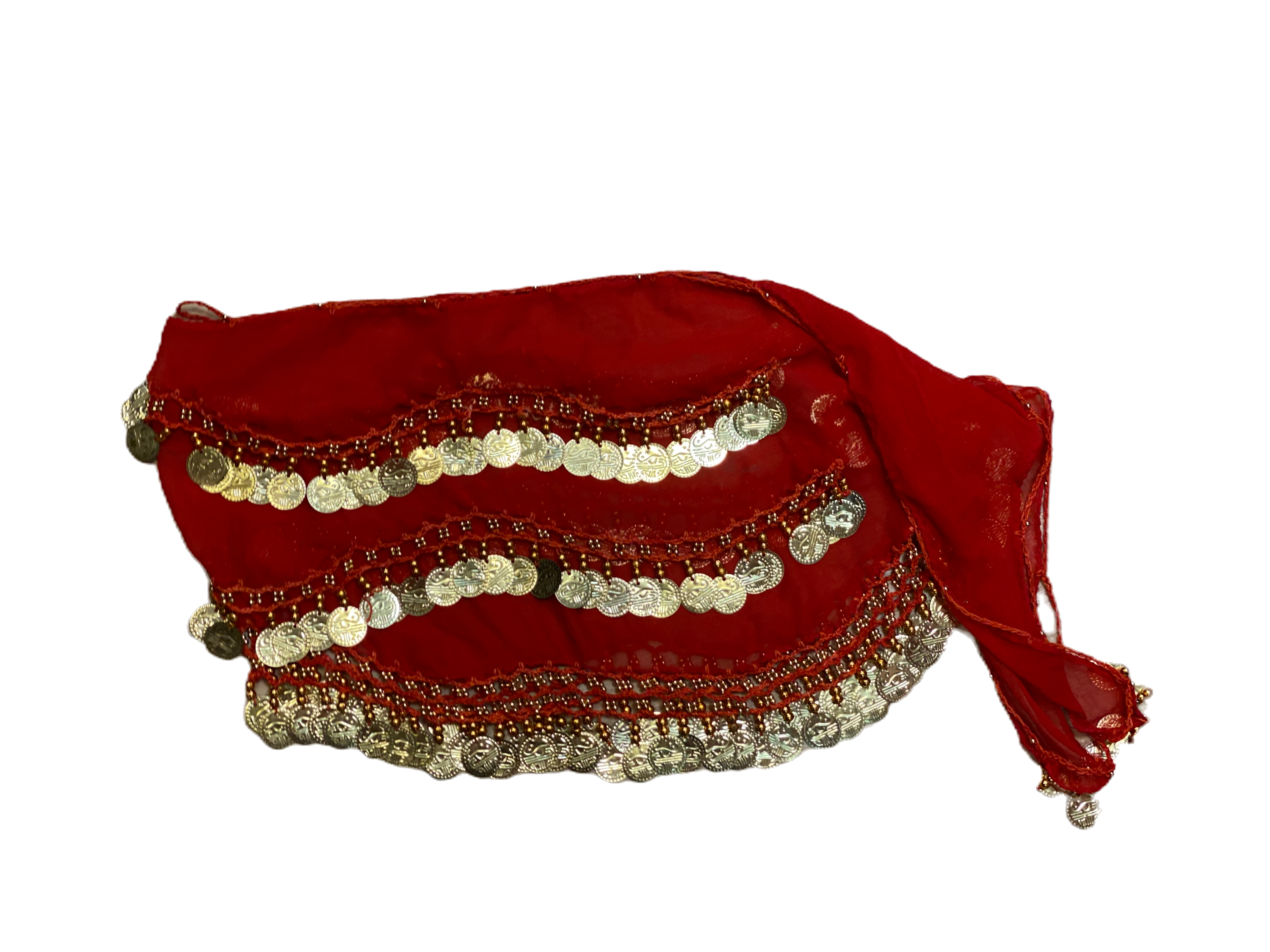 Magedansbelte "Oransje-rød" med gullfargemynter