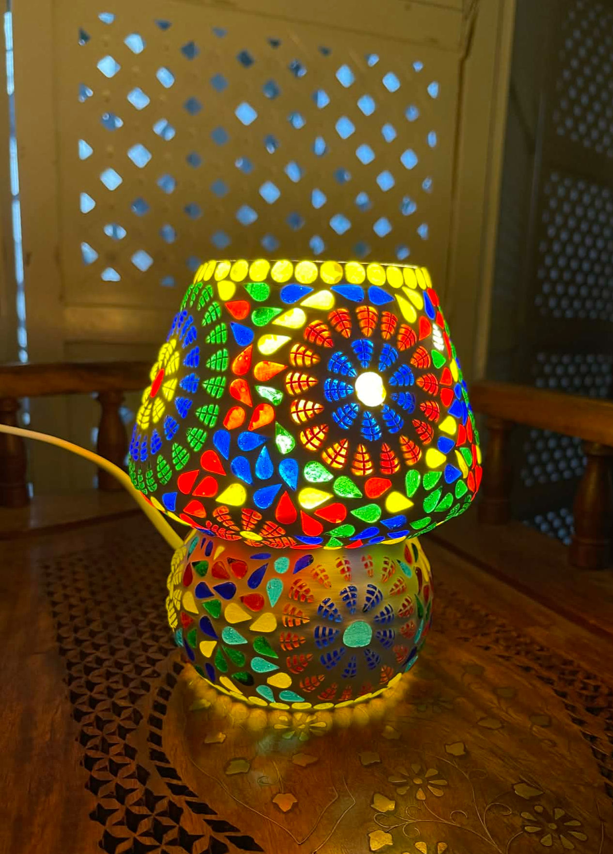 Colorful Flowers Mosaic Table Lamp