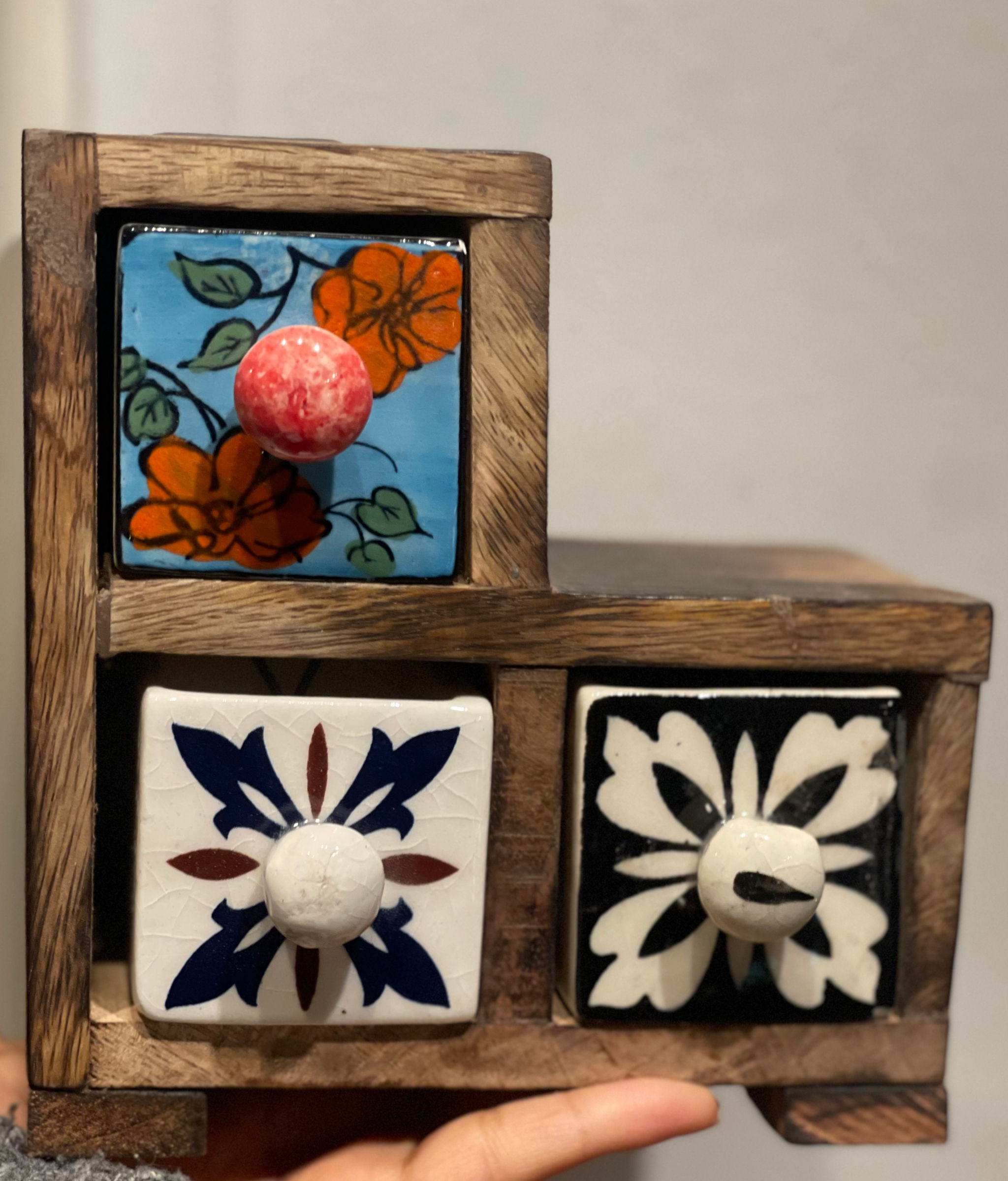 Mini Tetris 3 shelf wooden & ceramic cupboard 