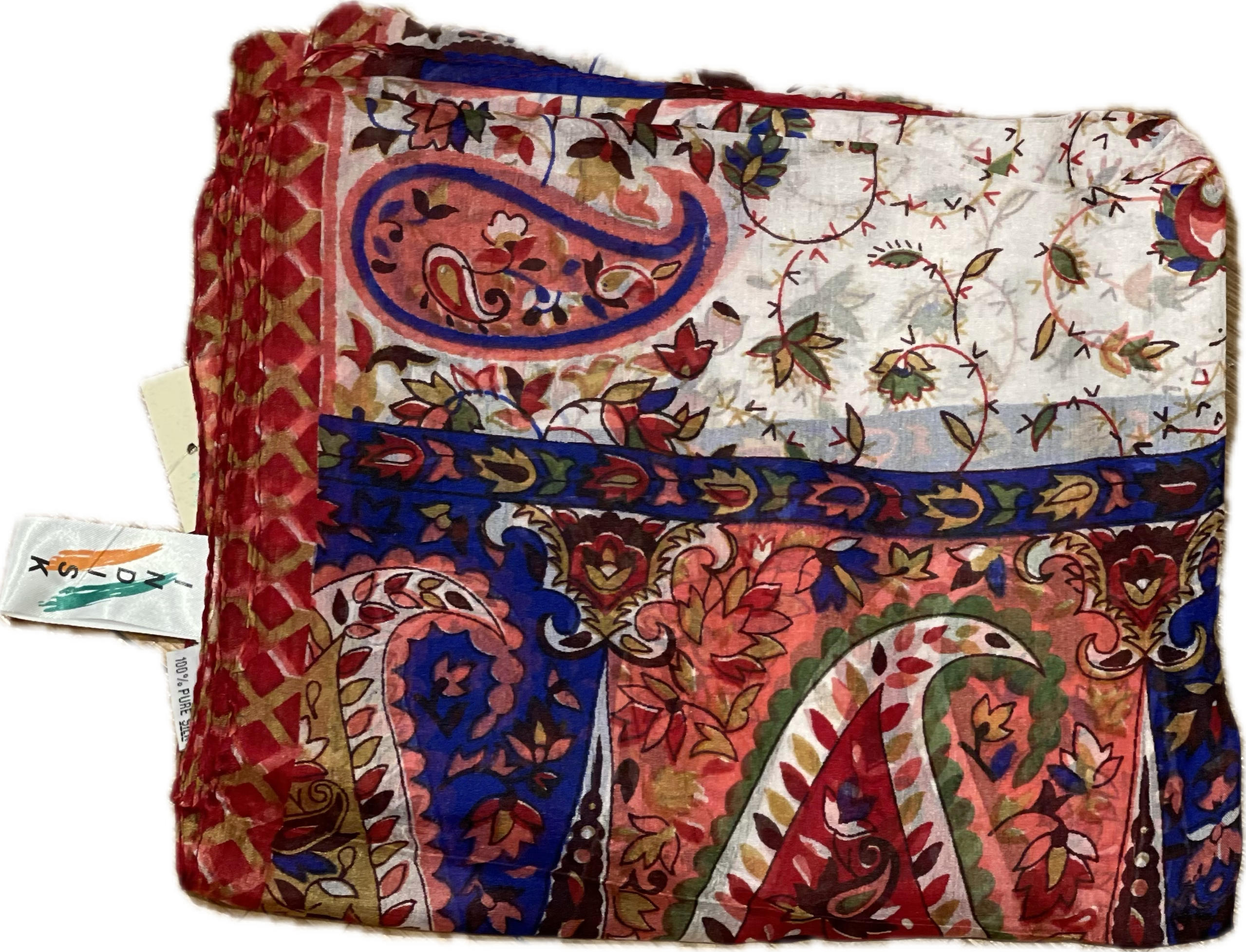 Silk Scarf Reds & White