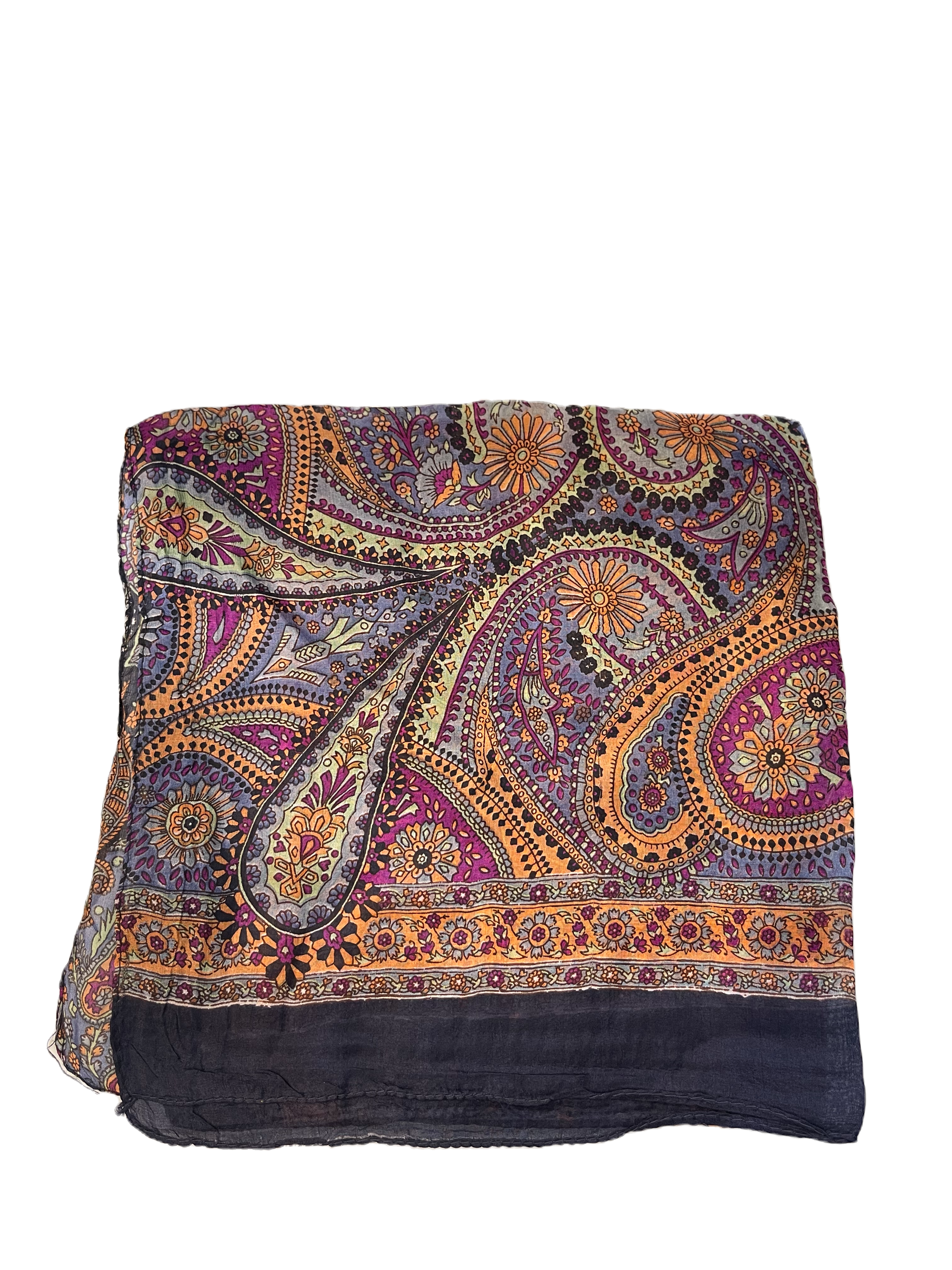 Silk Neck-Scarf in Indian Print 
