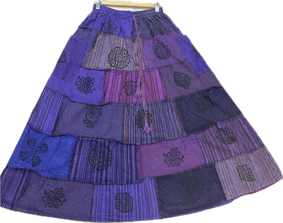 Thumbnail: Purple Cotton Skirt with Pockets