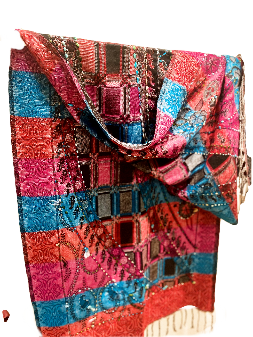 Thumbnail: Black Wool Scarf Double-Sided