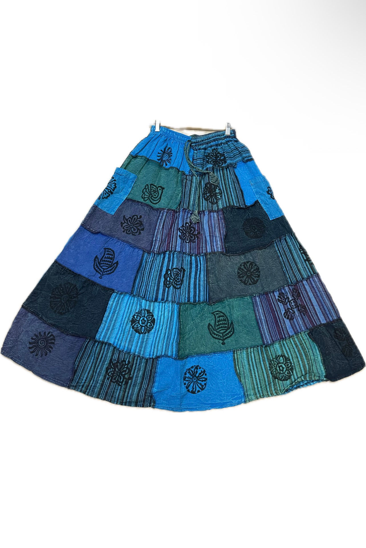 Turquoise Cotton Skirt with Pockets