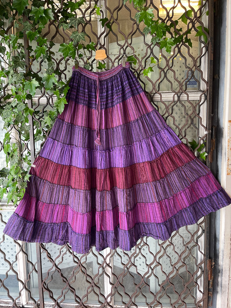 Thumbnail: Shades of Purple Bohemian Tiered Cotton Skirt