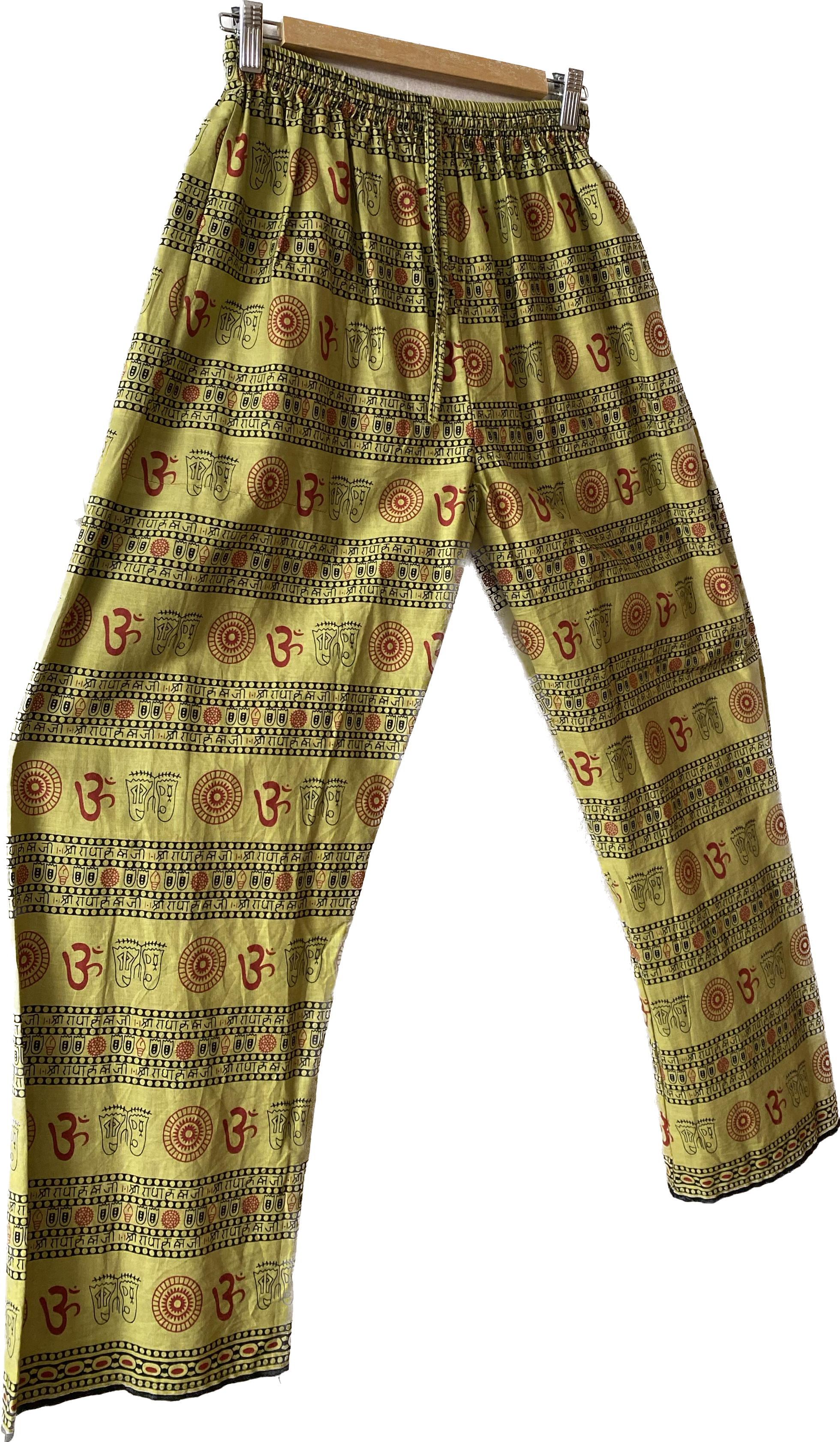 Parrot Green Cotton Print Pants