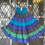 Miniatyrbilde: Bohemian Tiered Cotton Dress/Skirt – Blue & Green Stripes