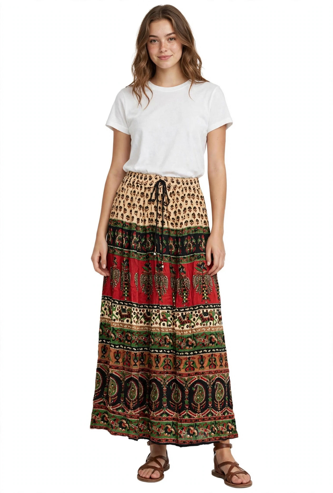 Rayon Maxi Skirt Earthy Reds