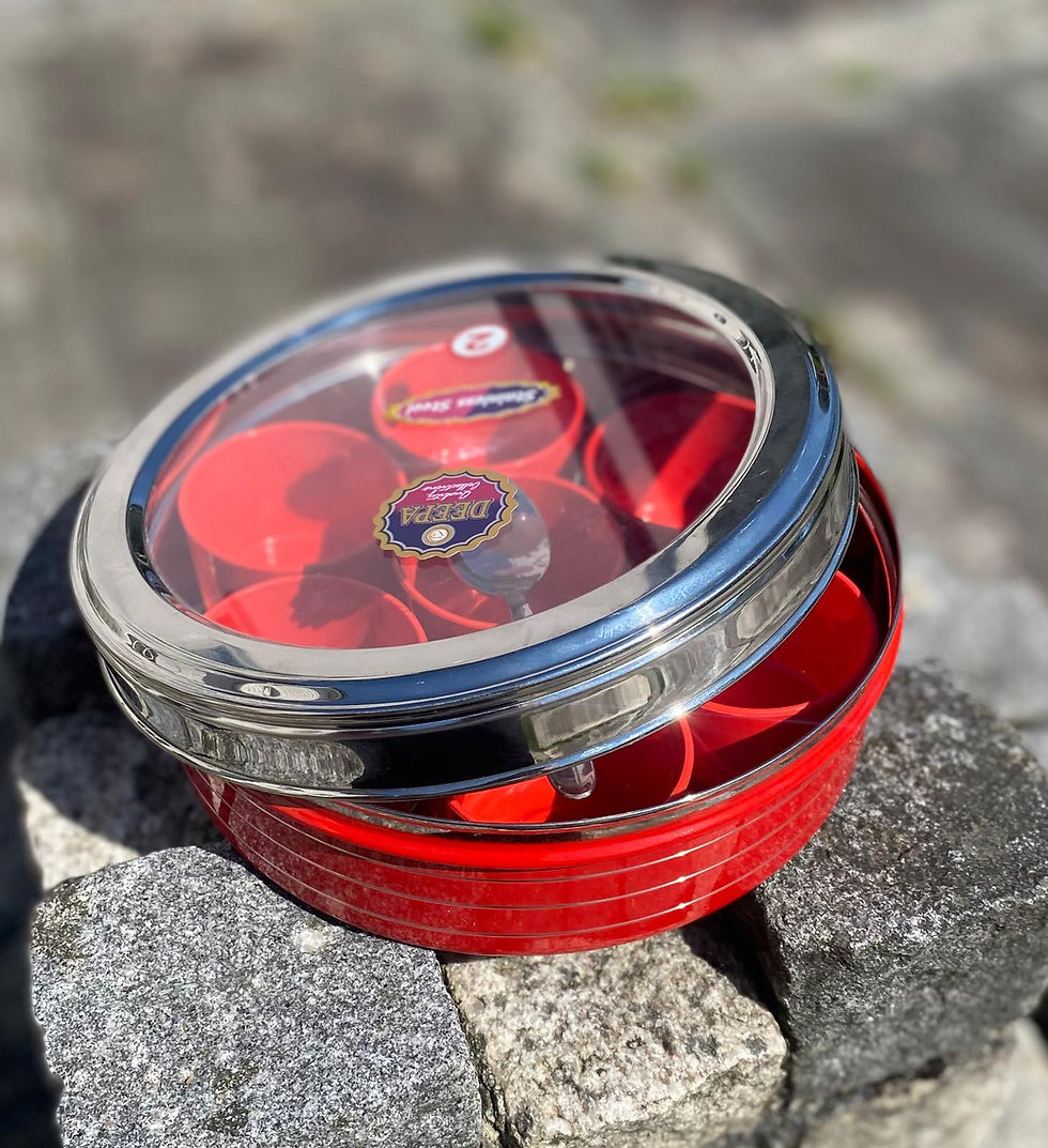 Thumbnail: Red & Stainless Steel Masala Dabba – Practical & Modern Spice Storage