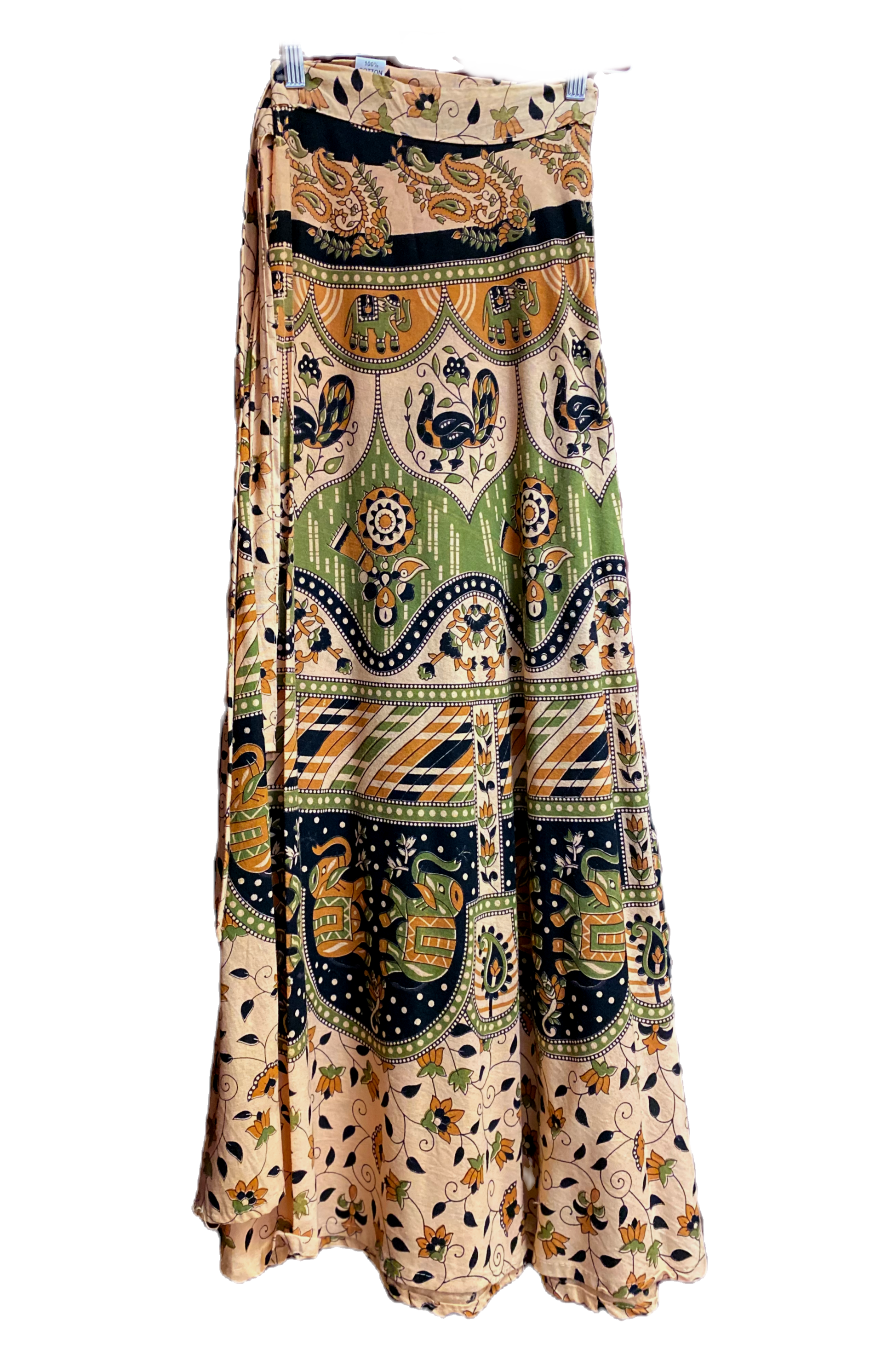 Green Toned Cotton Wrap Skirt