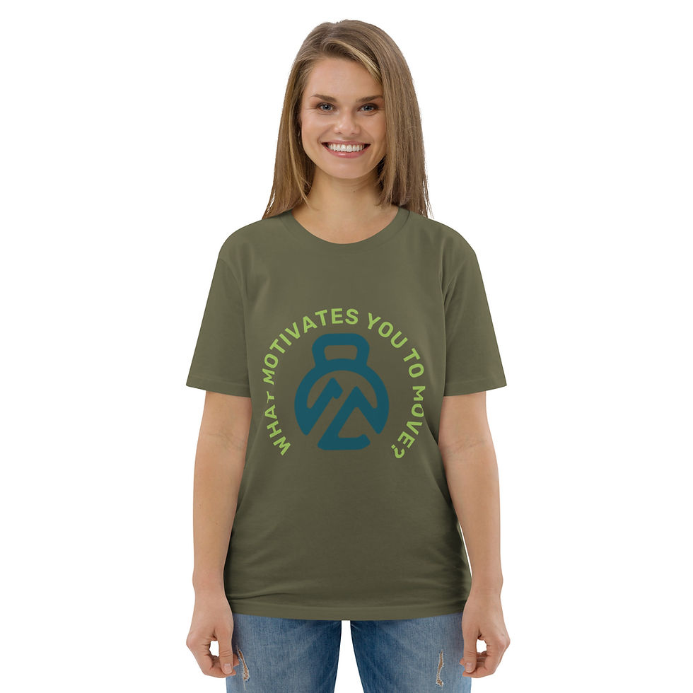 Thumbnail: Unisex Organic Cotton T-Shirt - What Motivates You To Move? (multiple sizes)