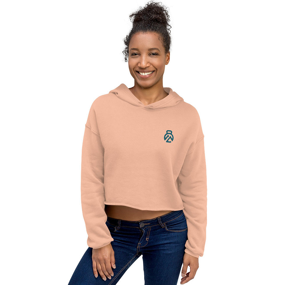 Thumbnail: Crop Hoodie - Blue Kettlebell Logo (multiple colors)