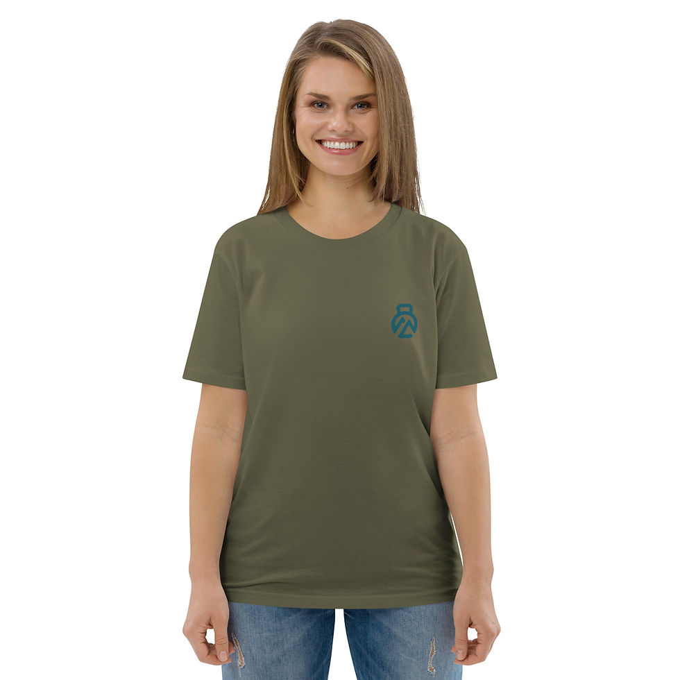 Thumbnail: Unisex Organic Cotton T-Shirt - Blue Kettlebell Logo (multiple colors)