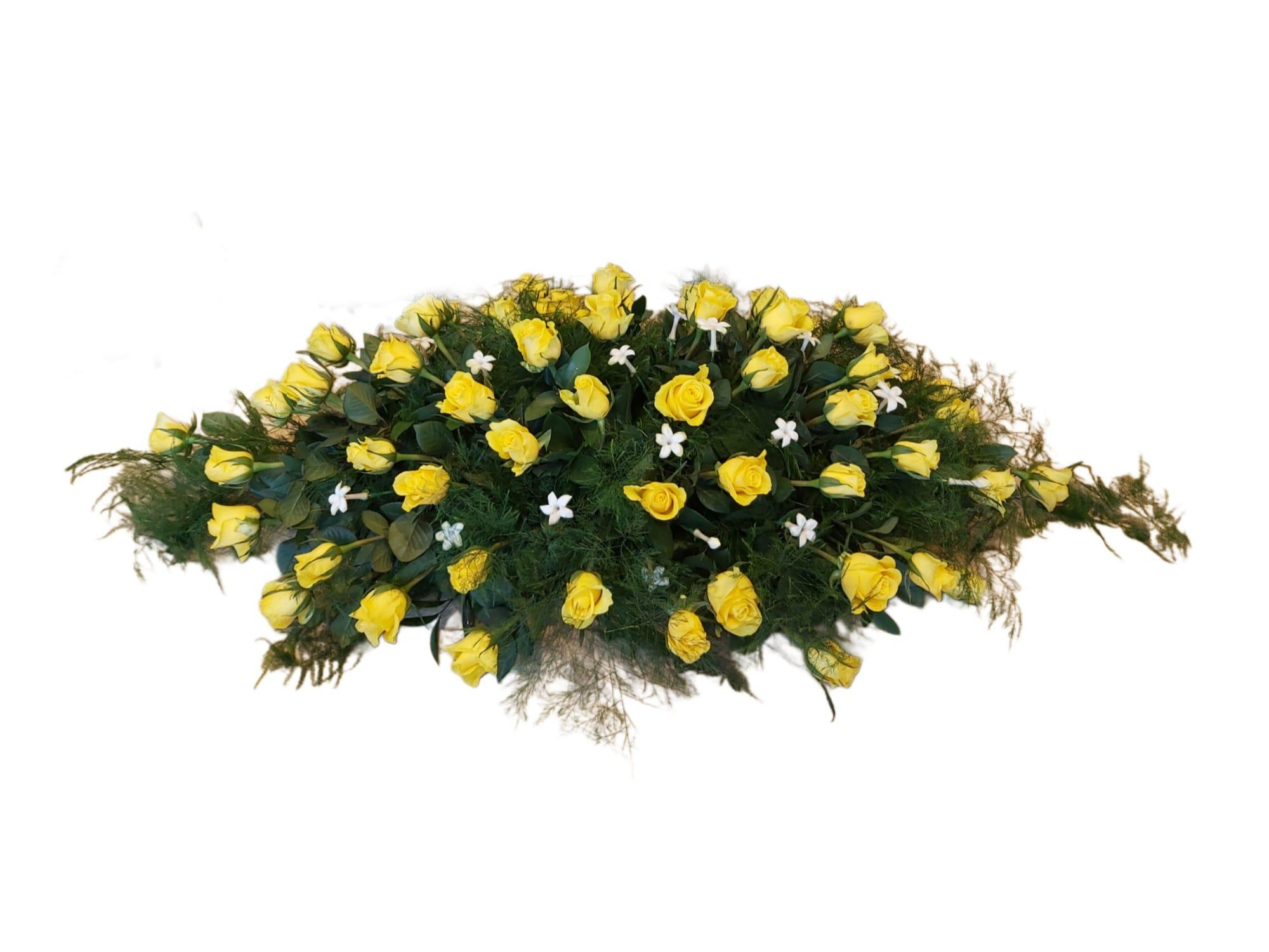 Stephanotis and Yellow Rose Casket Spray 4ft