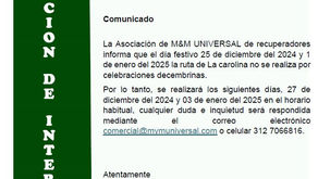 Modificación Temporal de la Ruta La Carolina por Festividades Decembrinas