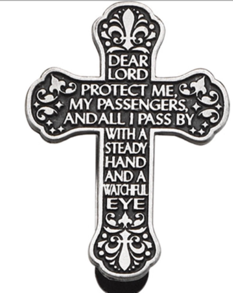 BF DEAR LORD MOTORIST PRAYER CROSS VISOR CLIP CARDED