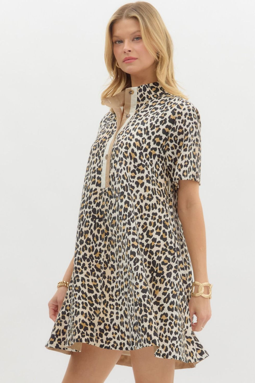 Thumbnail: Leopard Print Short Sleeve Mini Dress