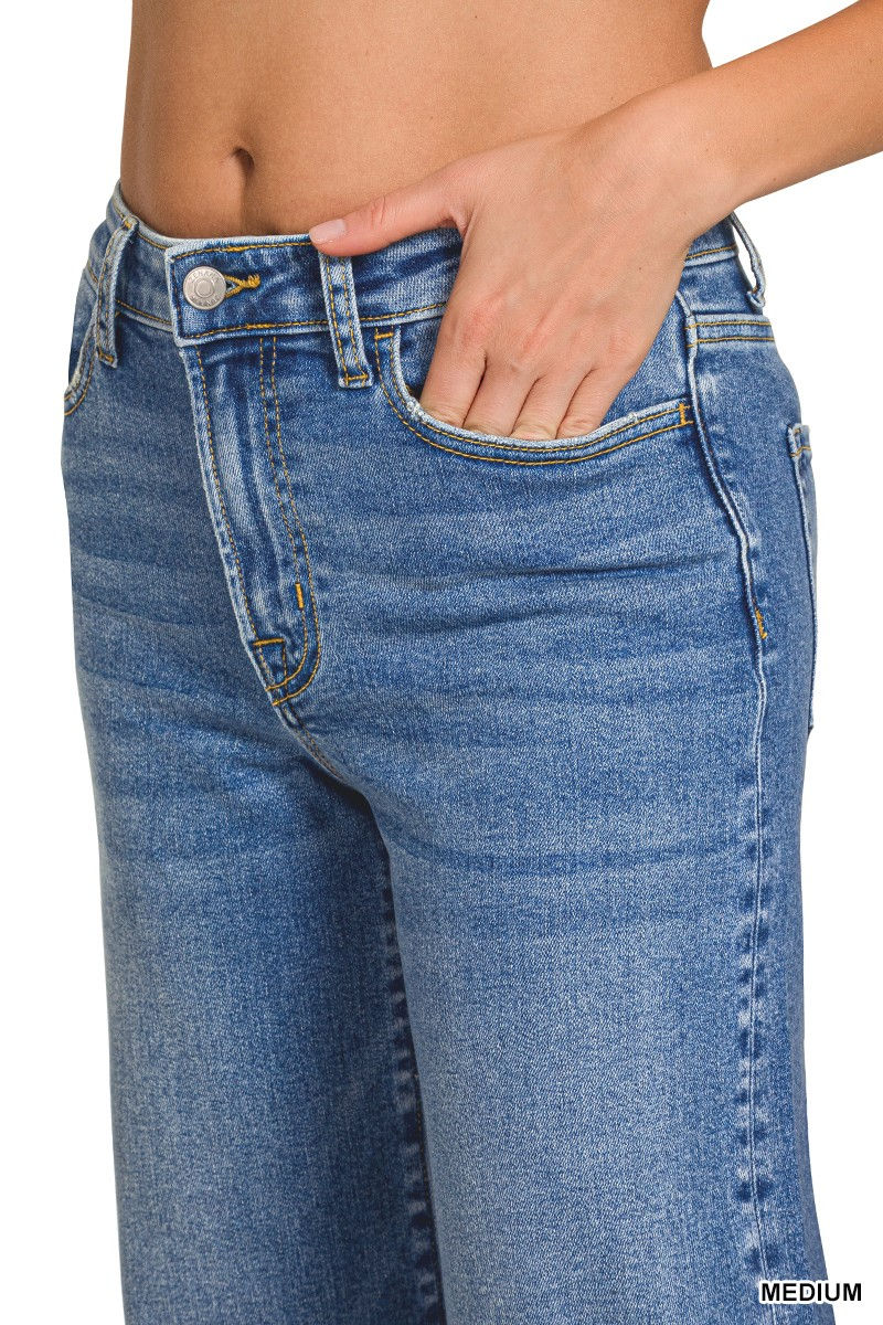 Thumbnail: Medium Wash Wide Leg Denim Pants