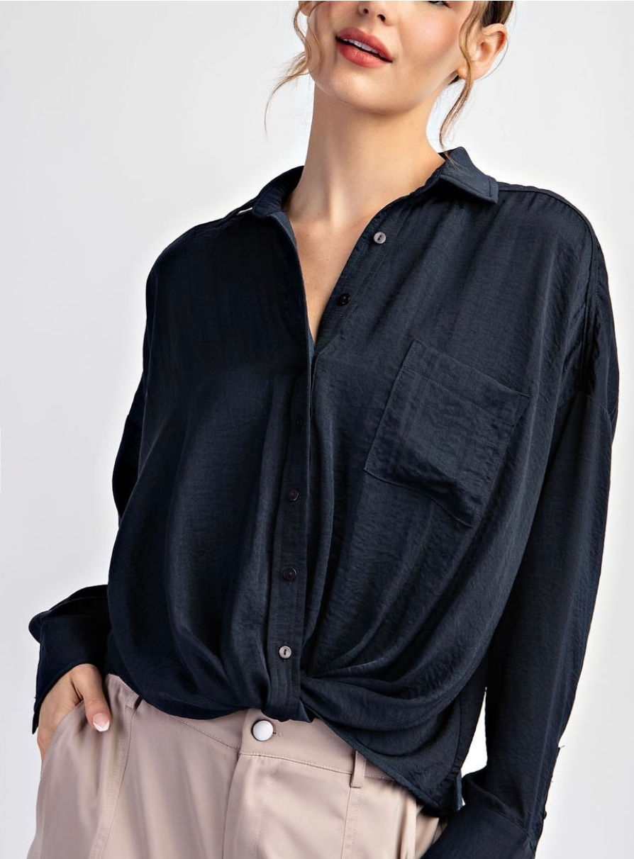 Solid Long Sleeve Top Midnight Blue