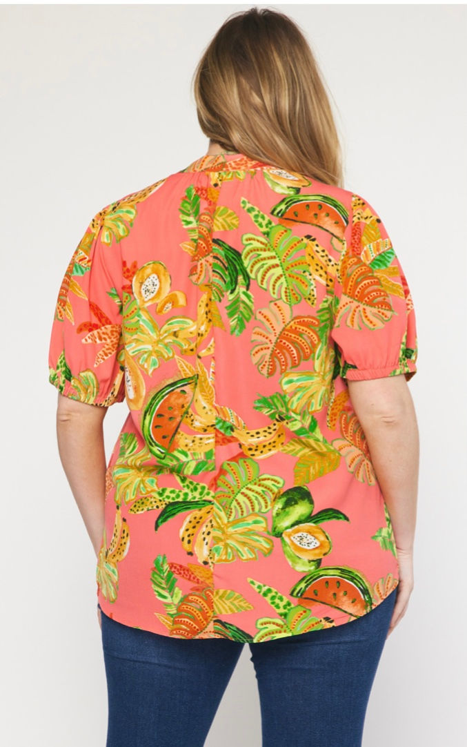 Thumbnail: Watermelon Printed V Neck Top