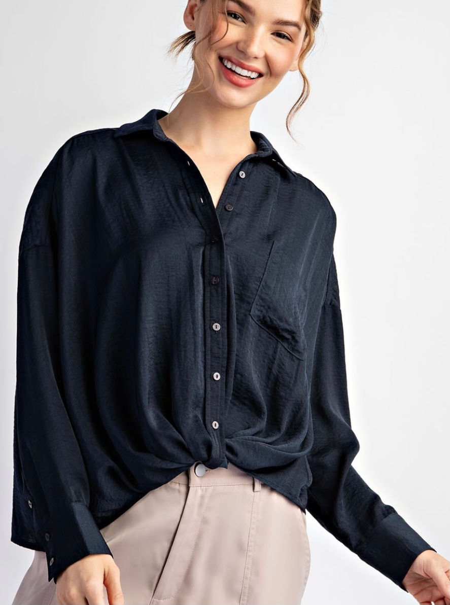 Thumbnail: Solid Long Sleeve Top Midnight Blue