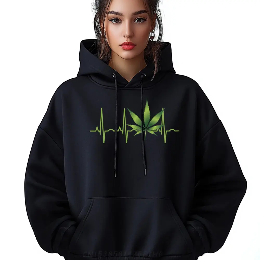 Marijuana Leaf Heartbeat Hoodies