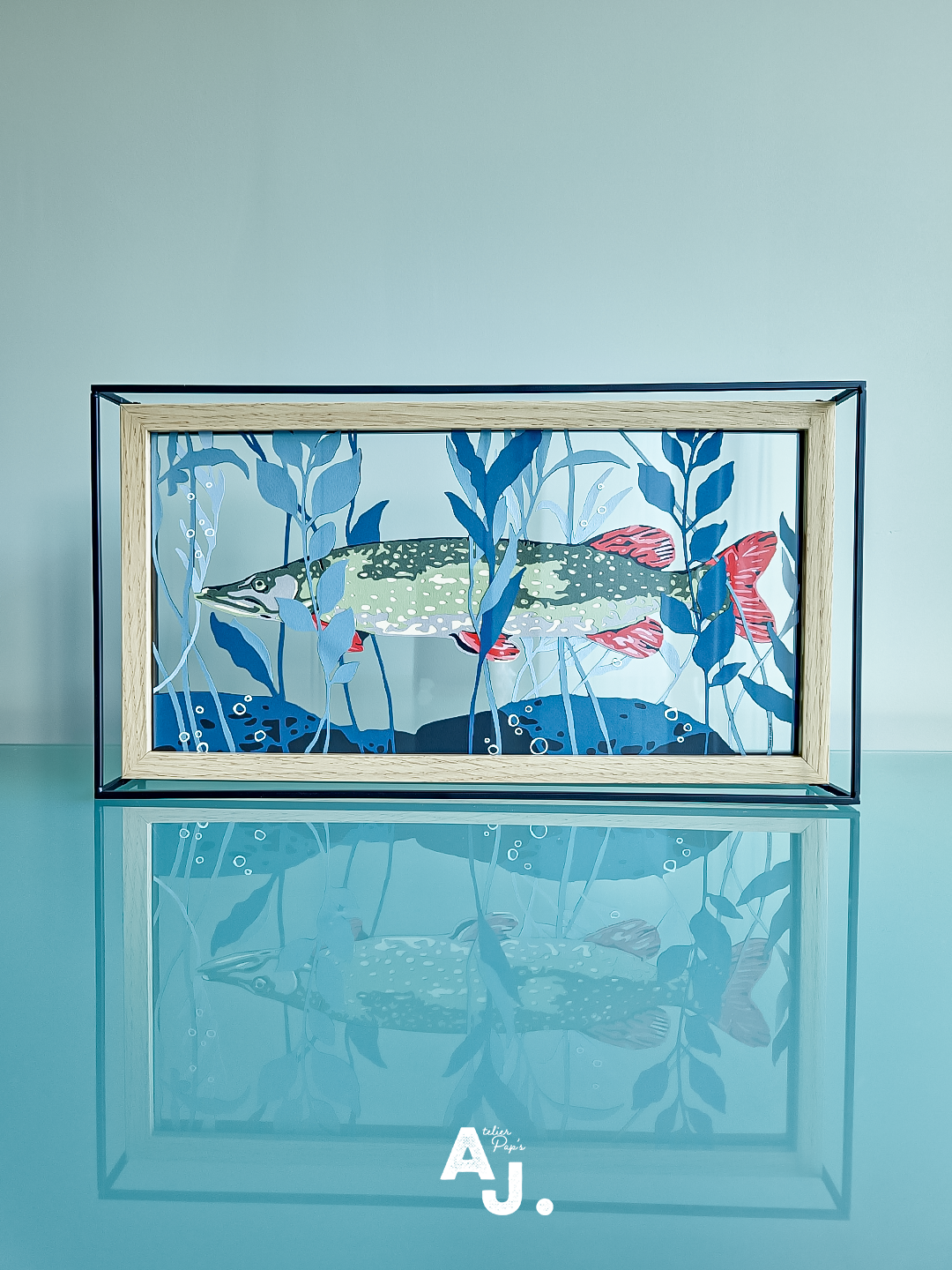 Le Brochet en papier découpé - Kirigami ©Audrey Jouve