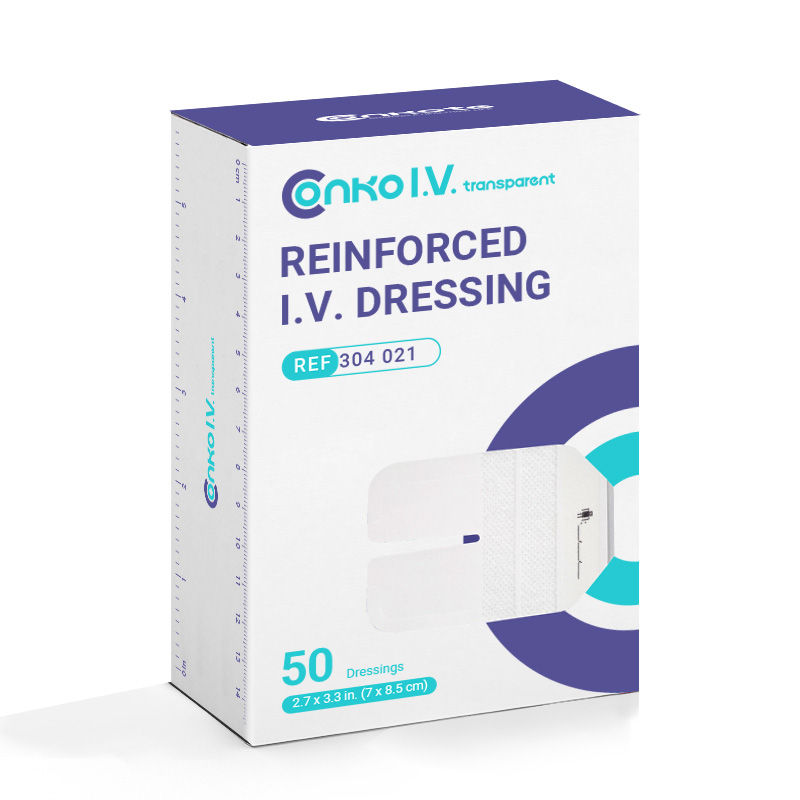 a box of Reinforced I.V. Dressing 50 dressing