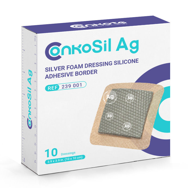 a box of Silver Foam Dressing Silicone Adhesive Border