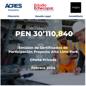 Inmobiliaria Imagina realiza emisión en el mercado de capitales por PEN 30 millones